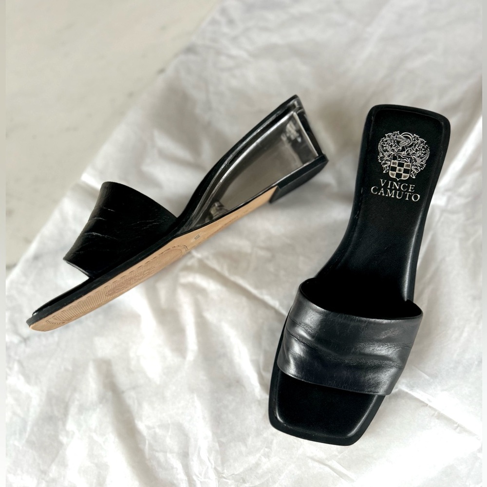 Vince Camuto Leather slide Lucite Wedge